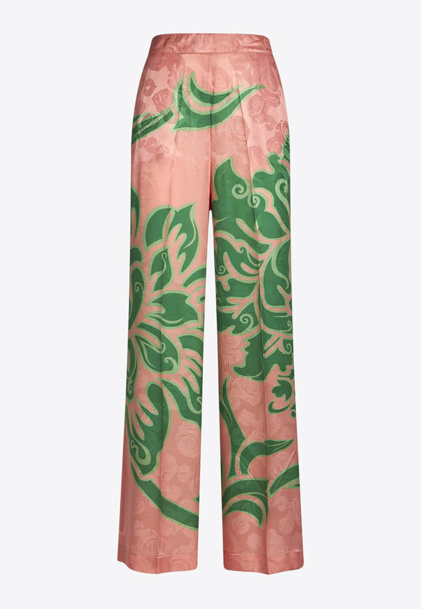 Etro Rose Print Straight-Leg Pants Pink WREA0014-AK731 X0875