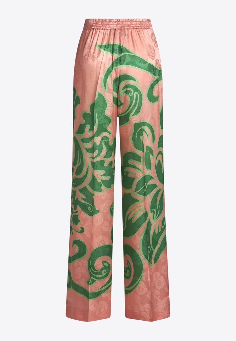 Etro Rose Print Straight-Leg Pants Pink WREA0014-AK731 X0875