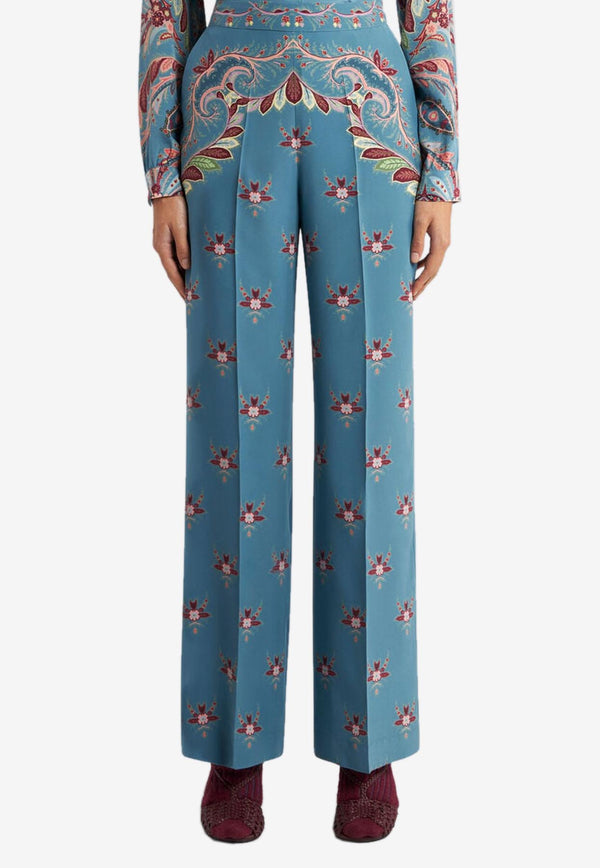 Etro Floral Straight-Leg Pants in Silk WREA0014-AKA40 X0884