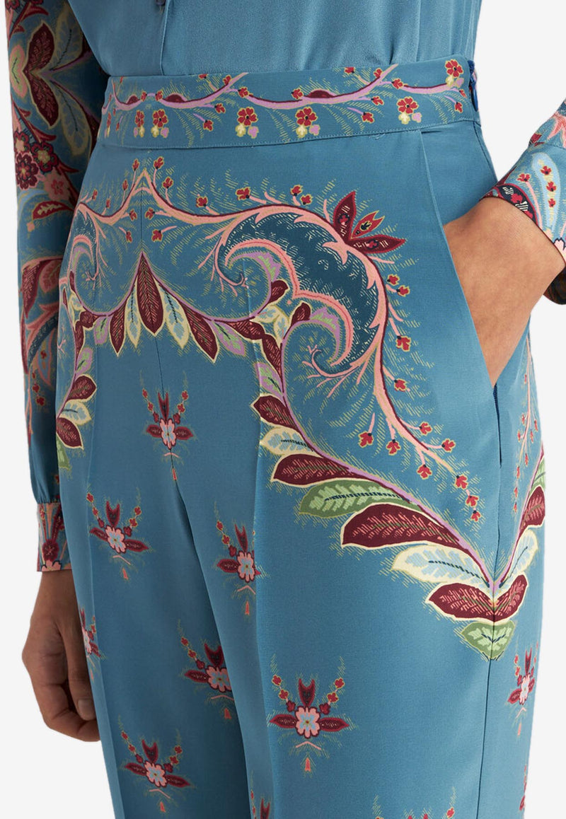 Etro Floral Straight-Leg Pants in Silk WREA0014-AKA40 X0884