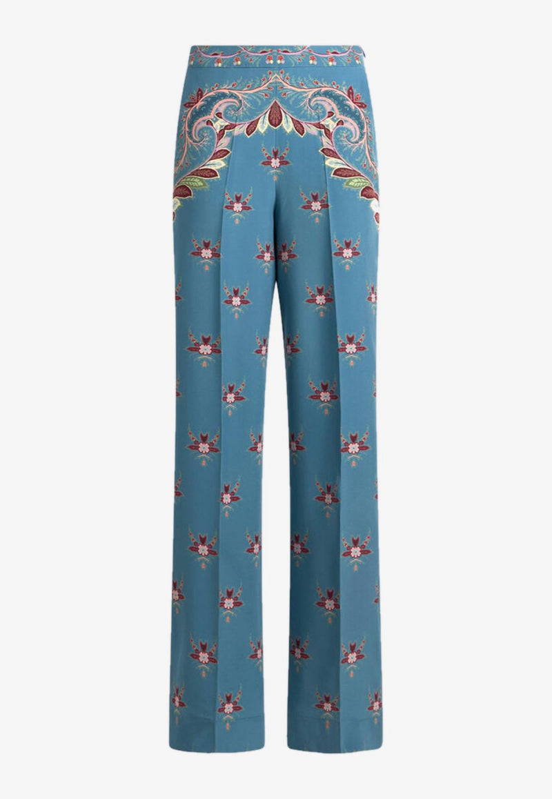 Etro Floral Straight-Leg Pants in Silk WREA0014-AKA40 X0884