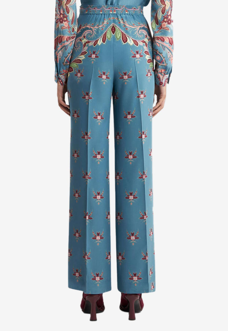 Etro Floral Straight-Leg Pants in Silk WREA0014-AKA40 X0884