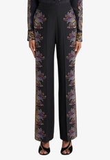 Etro Paisley Print Silk Straight-Leg Pants Black WREA0014-AKE43 X0813