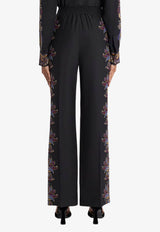 Etro Paisley Print Silk Straight-Leg Pants Black WREA0014-AKE43 X0813