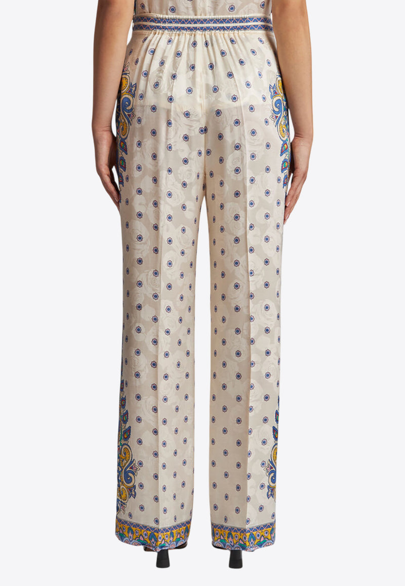Etro Rose Print Straight-Leg Pants White WREA0014-AQ115 X0800