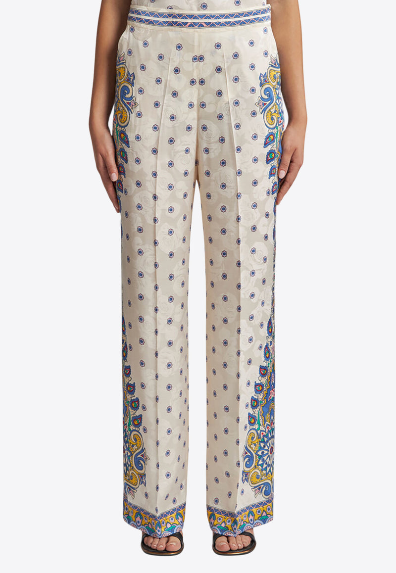 Etro Rose Print Straight-Leg Pants White WREA0014-AQ115 X0800