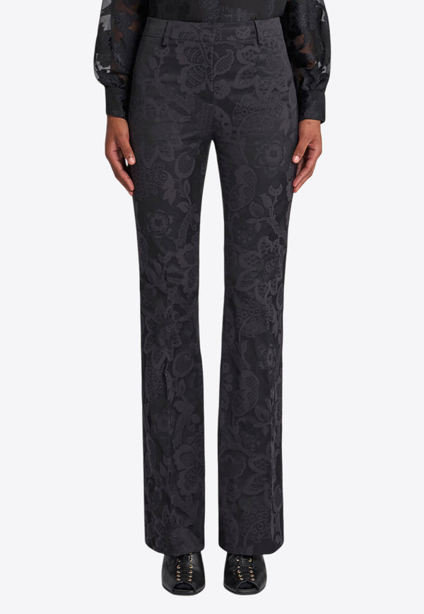 Etro Tonal Floral Jacquard Flared Pants Black WREA0033-99TJEB5 N0000