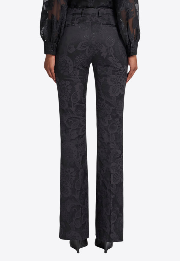Etro Tonal Floral Jacquard Flared Pants Black WREA0033-99TJEB5 N0000