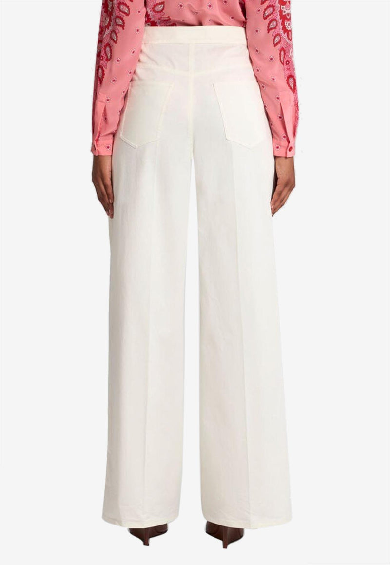 Etro Tailored Pants with Pegaso-Buttons White WREA0040-99TUEG0 W3796