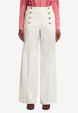 Etro Tailored Pants with Pegaso-Buttons White WREA0040-99TUEG0 W3796