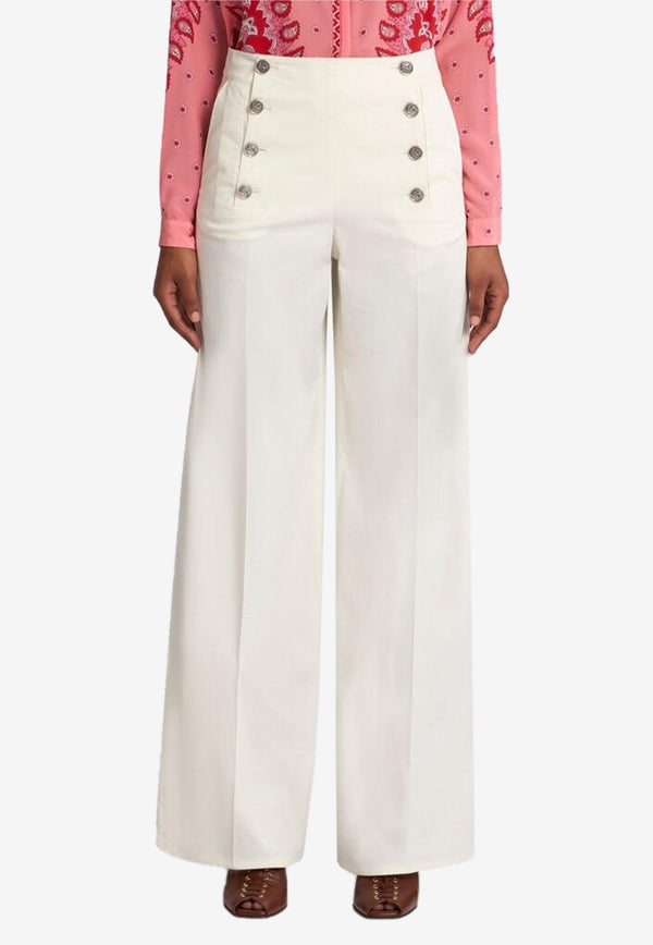 Etro Tailored Pants with Pegaso-Buttons White WREA0040-99TUEG0 W3796