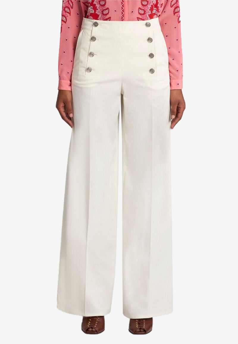 Etro Tailored Pants with Pegaso-Buttons White WREA0040-99TUEG0 W3796