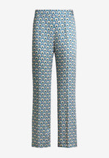 Etro Micro Palm Tree Bootcut Pants Multicolor WREA0069-99SASV9 X0887