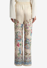 Etro Wildlife and Floral Print Wide-Leg Pants Multicolor WREA0072-99SPSI6 X0802