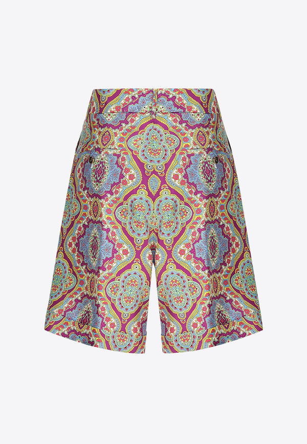 Etro Paisley Print Silk Shorts Multicolor WREB000599SA1A1X0880MULTICOLOUR