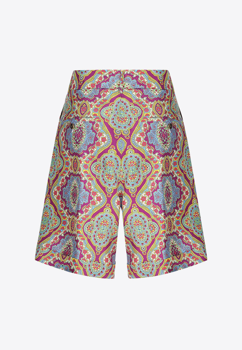 Etro Paisley Print Silk Shorts Multicolor WREB000599SA1A1X0880MULTICOLOUR