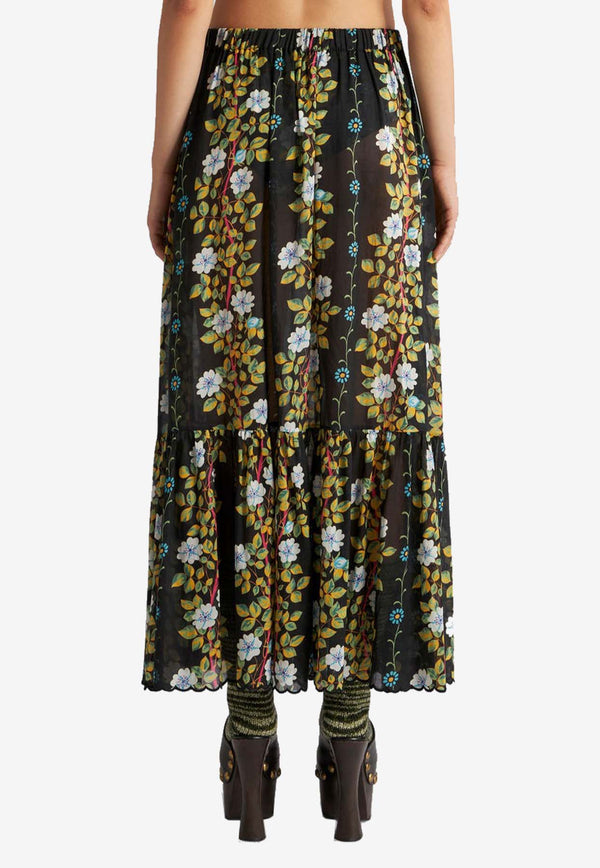 Etro Floral Print Maxi Skirt WRFA0016-99SA576 X0810 Multicolor