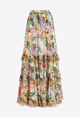 Etro Silk Floral Tiered Maxi Skirt WRFA0026-99SP146 X0800
