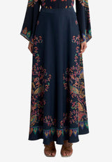 Etro Floral Paisley-Print Silk Maxi Skirt Navy WRFA0037-AKG04 X0883
