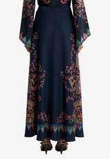 Etro Floral Paisley-Print Silk Maxi Skirt Navy WRFA0037-AKG04 X0883