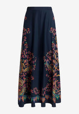 Etro Floral Paisley-Print Silk Maxi Skirt Navy WRFA0037-AKG04 X0883