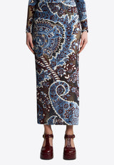 Etro Floral Paisley Midi Pencil Skirt Blue WRFA004099JJD03 S988BLUE