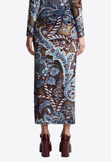 Etro Floral Paisley Midi Pencil Skirt Blue WRFA004099JJD03 S988BLUE