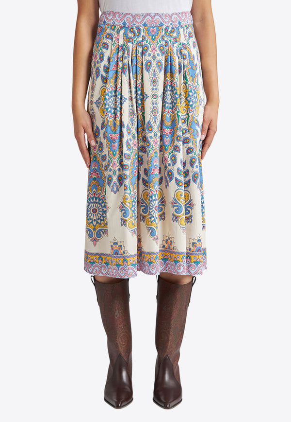 Etro Paisley Print High-Rise Midi Skirt White WRFA0112-99SP5B3 X0800