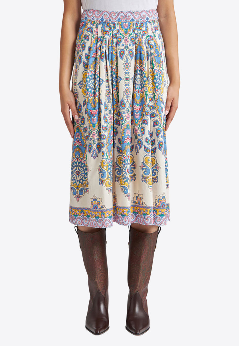 Etro Paisley Print High-Rise Midi Skirt White WRFA0112-99SP5B3 X0800