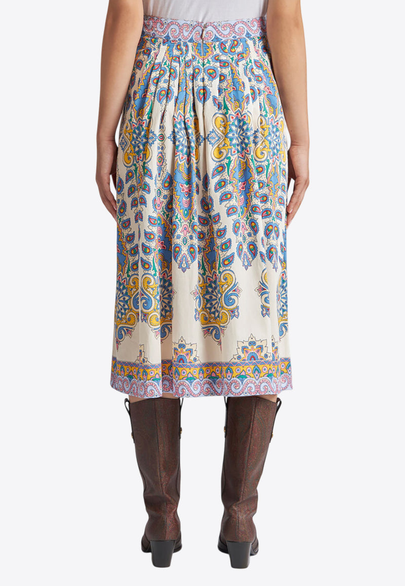 Etro Paisley Print High-Rise Midi Skirt White WRFA0112-99SP5B3 X0800