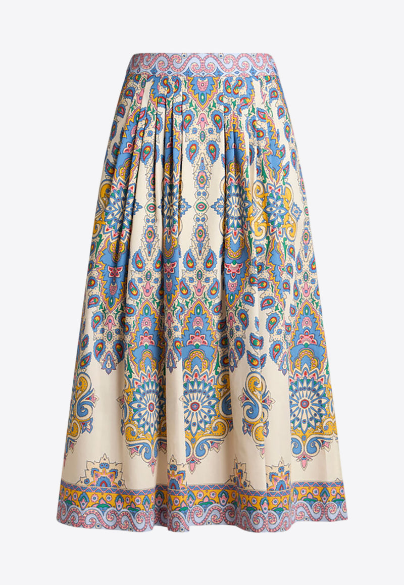 Etro Paisley Print High-Rise Midi Skirt White WRFA0112-99SP5B3 X0800