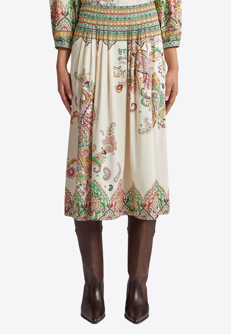 Etro Floral Paisley Print Midi Skirt White WRFA0112-99SP5B8 X0802