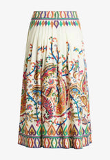 Etro Floral Paisley Print Poplin Midi Skirt Multicolor WRFA0112-99SP5I0 X0800