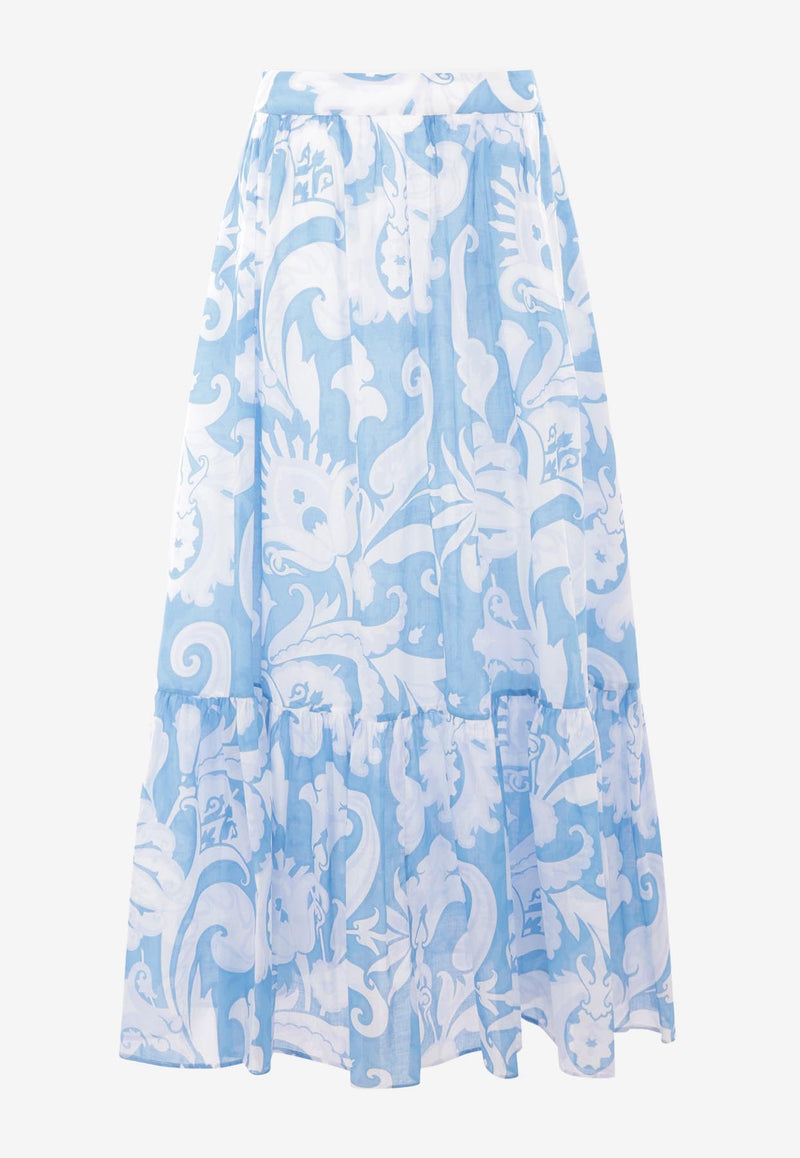 Etro Paisley Print Maxi Skirt Light Blue WRFA0114-99SA5I2 X0807