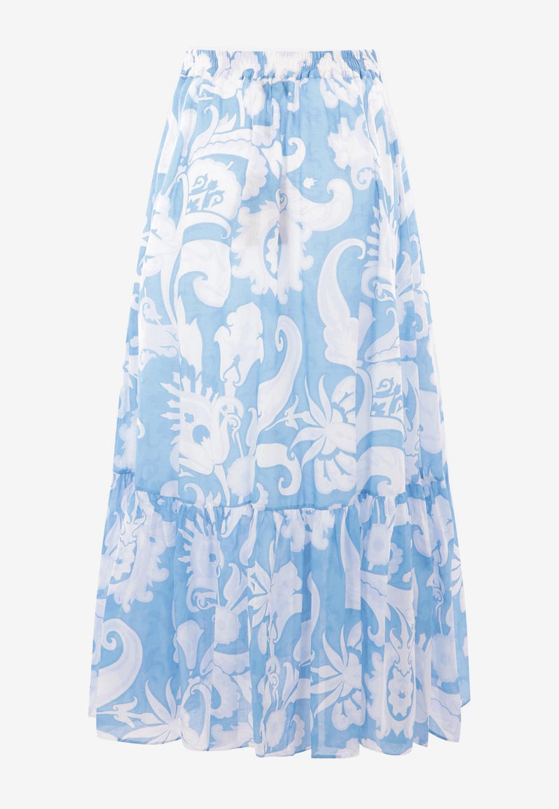 Etro Paisley Print Maxi Skirt Light Blue WRFA0114-99SA5I2 X0807