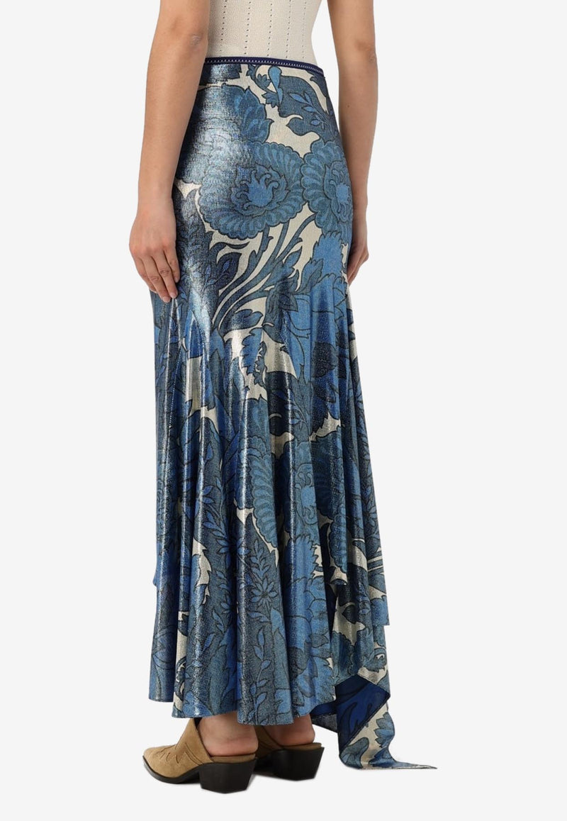Etro Asymmetric Floral Maxi Skirt Multicolor WRFA0118-99IAS43 X0880