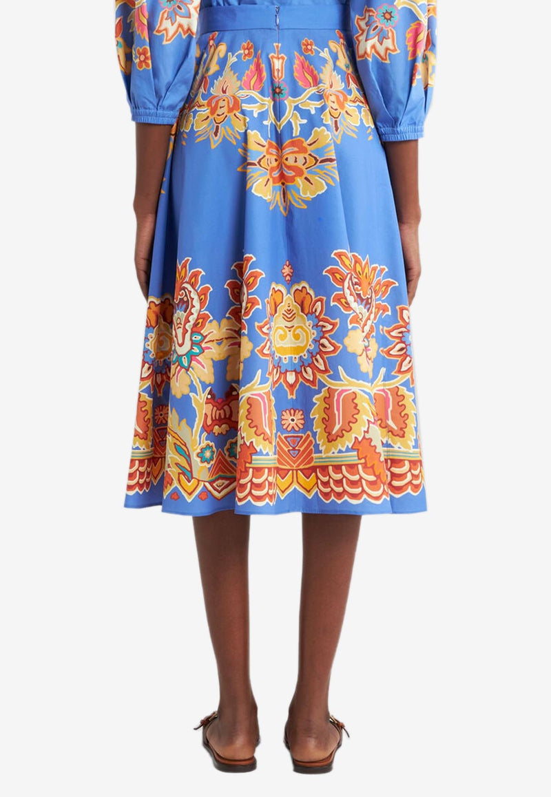 Etro Printed Poplin Midi Skirt WRFA0132-99SP5G1 X0880