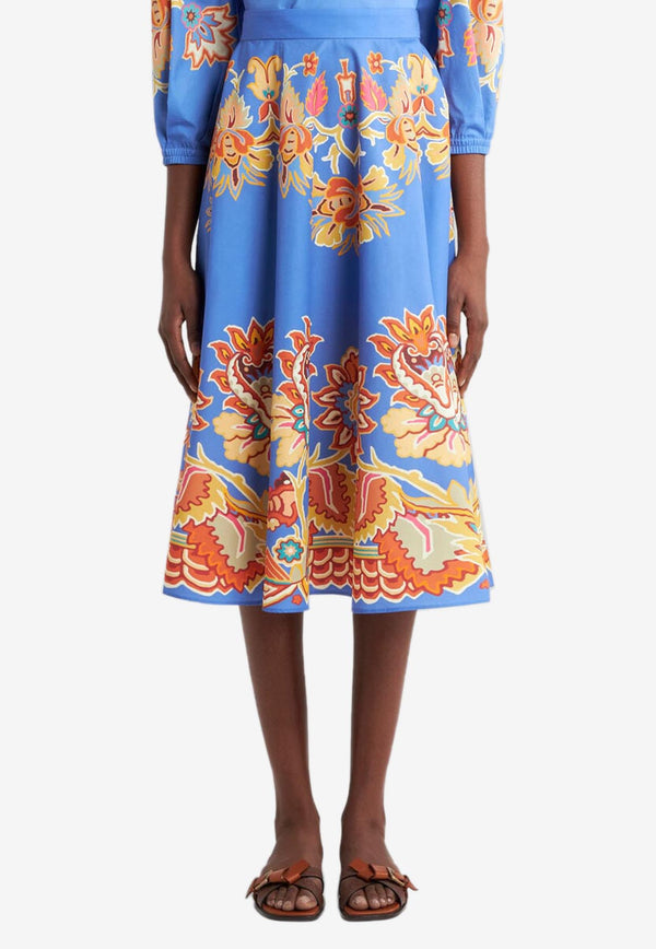 Etro Printed Poplin Midi Skirt WRFA0132-99SP5G1 X0880
