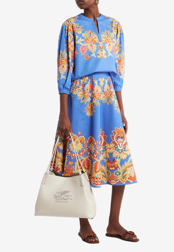 Etro Printed Poplin Midi Skirt WRFA0132-99SP5G1 X0880