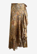 Etro Peau D'Ange Silk Midi Wrap Skirt Multicolor WRFA0176-99SA1N9 X0826