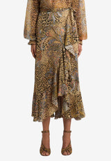 Etro Peau D'Ange Silk Midi Wrap Skirt Multicolor WRFA0176-99SA1N9 X0826