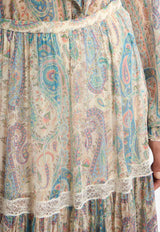 Etro Paisley Foliage Print Silk Crepon Maxi Skirt Multicolor WRFA0183-99SA1N8 X0804