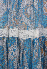 Etro Paisley Silk Ruffled Skirt Multicolor WRFA0183-99SA1O1 X0809