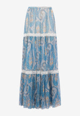 Etro Paisley Silk Ruffled Skirt Multicolor WRFA0183-99SA1O1 X0809