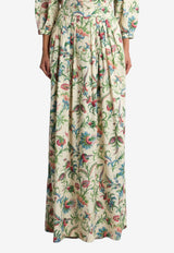 Etro Floral Print Pleated Maxi Skirt Multicolor WRFA0189-99SA5R9 X0803