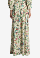 Etro Floral Print Pleated Maxi Skirt Multicolor WRFA0189-99SA5R9 X0803