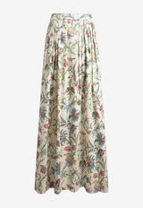 Etro Floral Print Pleated Maxi Skirt Multicolor WRFA0189-99SA5R9 X0803