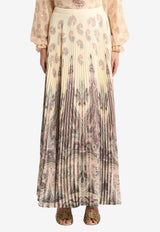 Etro Placed Print Crepe De Chine Plisse Maxi Skirt Multicolor WRFA0201-AKI01 X0820
