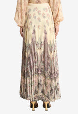 Etro Placed Print Crepe De Chine Plisse Maxi Skirt Multicolor WRFA0201-AKI01 X0820