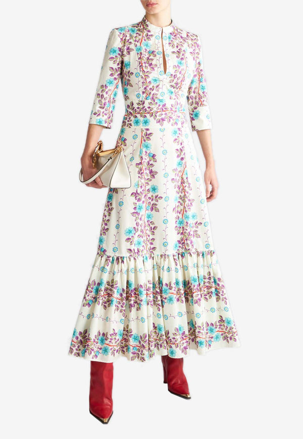 Etro Floral Print Maxi Dress WRHA0015-99SA587 X0800 Multicolor